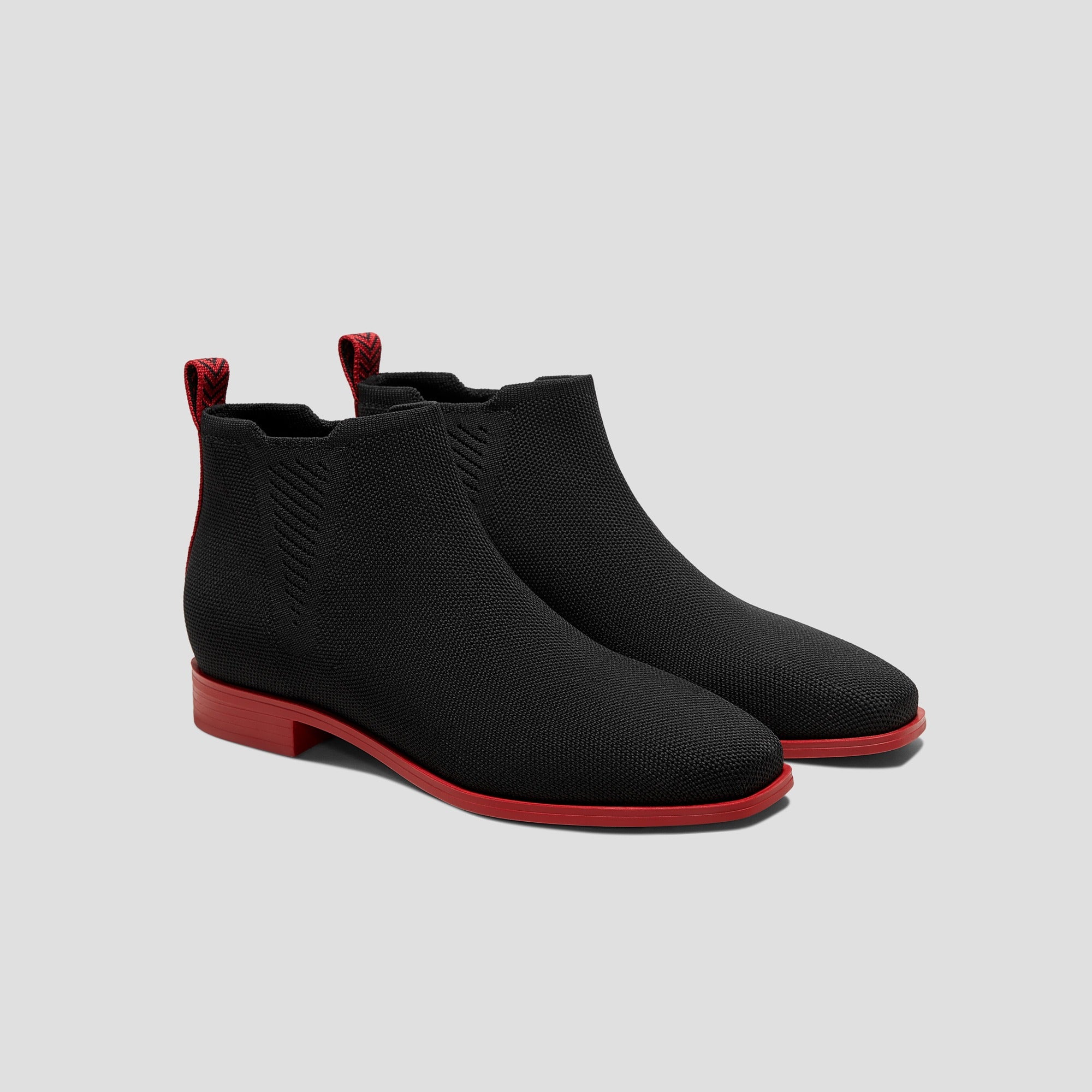 VIVAIA 스퀘어 토우 첼시 부츠 Ryan Slip-On 블랙&레드