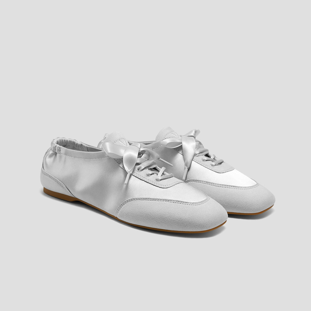 VIVAIA 레이스업 새틴 스니커리나 Cristina[Sneakerina] 그레이 실버