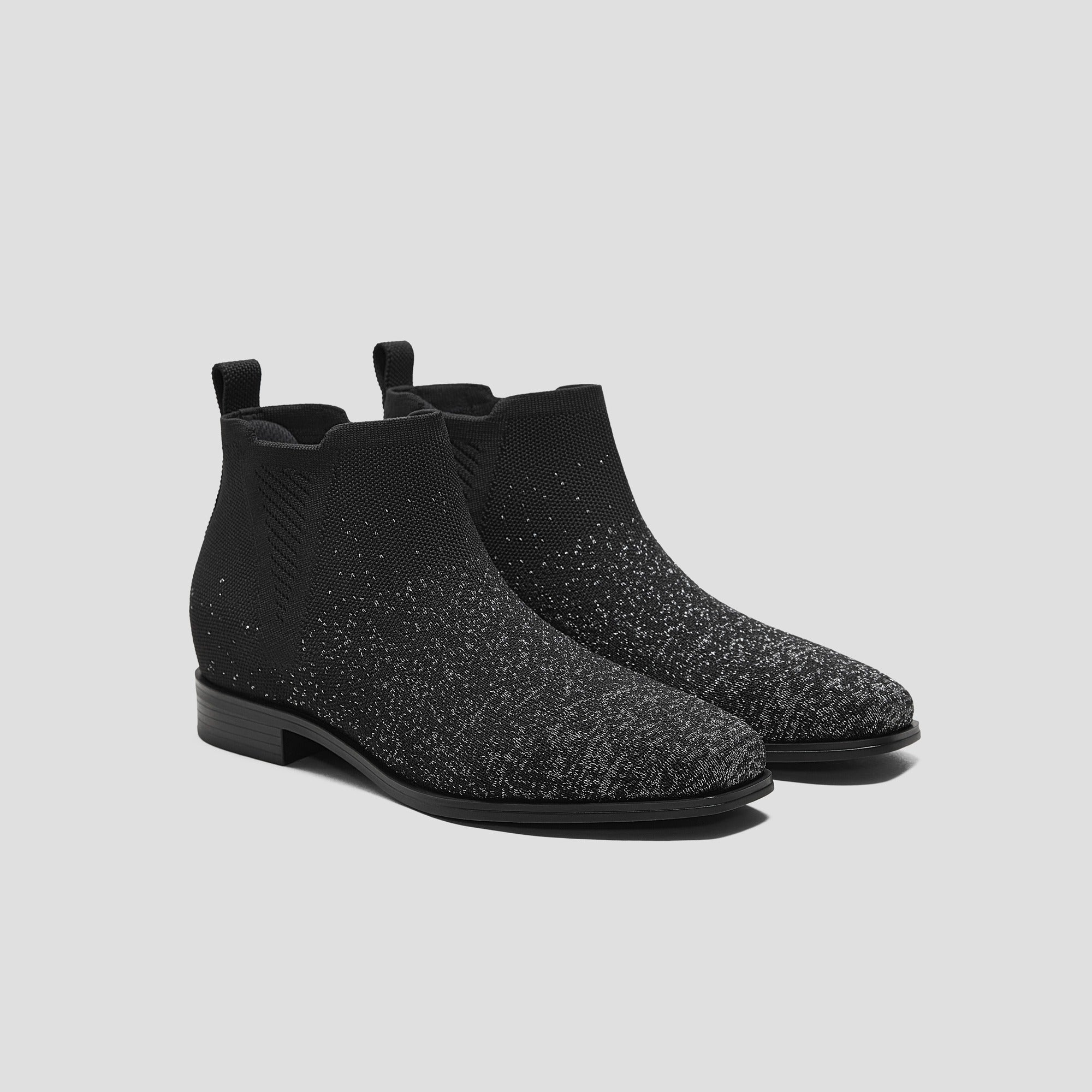 VIVAIA 스퀘어 토우 첼시 부츠 Ryan Slip-On 블랙 메탈릭